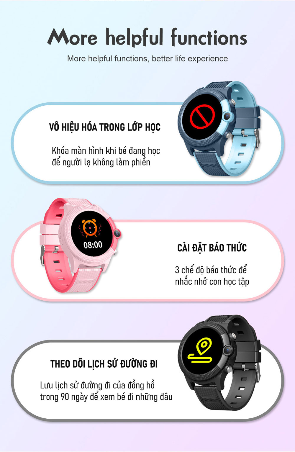 Đồng hồ thông minh định vị trẻ em G360-E5 gọi video call, định vị chính xác, có rung