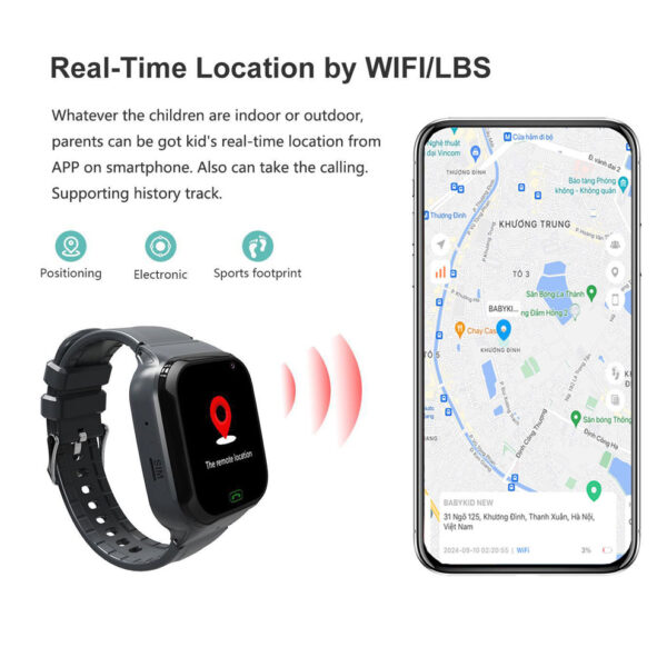 Đồng hồ thông minh định vị trẻ em BabyKid G100D gọi Video Call 4G miễn phí, định vị AI WIFI Auto chính xác