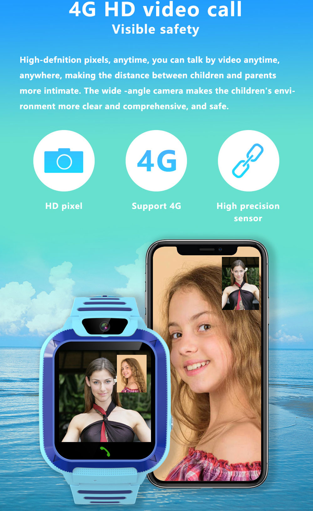 Đồng hồ thông minh định vị trẻ em G200V gọi video call, chống nước IP67