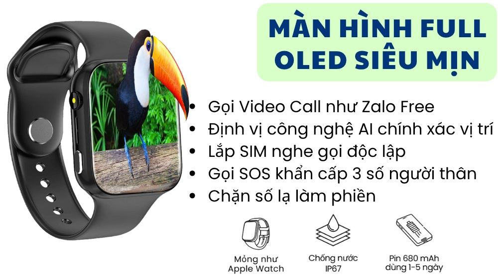 Đồng hồ thông minh trẻ em BabyKID G300G màn hình sắc nét, pin trâu