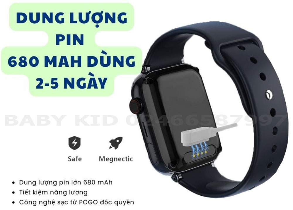 Đồng hồ thông minh định vị trẻ em G500D có pin cực trâu dùng nghe gọi liên tục từ 1-5 ngày